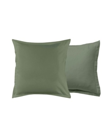 Taie d'oreiller en coton 57 fils unie vert sauge 64x64cm