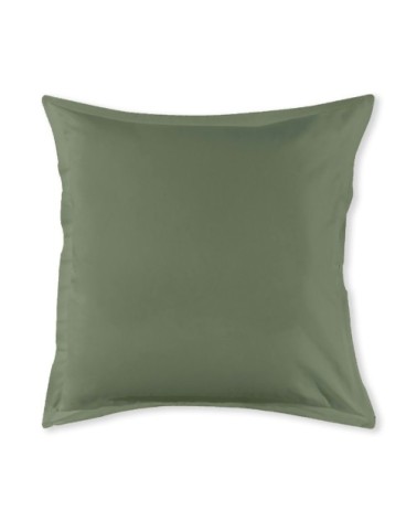 Taie d'oreiller en coton 57 fils unie vert sauge 64x64cm