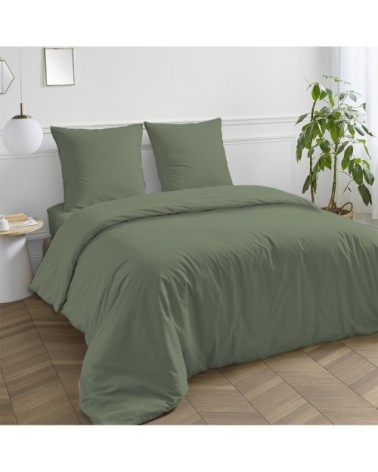 Taie d'oreiller en coton 57 fils unie vert sauge 50x70cm