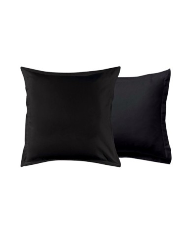 Taie d'oreiller en coton 57 fils unie noir 64x64cm