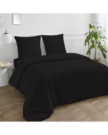 Taie d'oreiller en coton 57 fils unie noir 64x64cm
