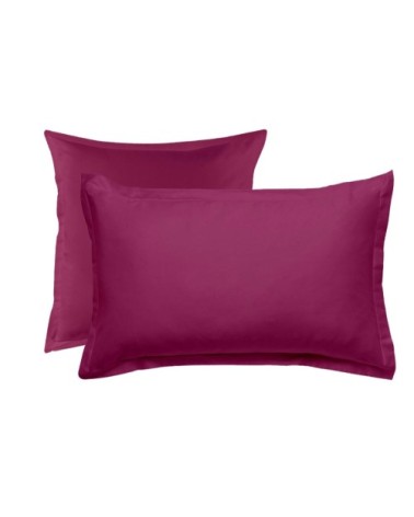 Taie d'oreiller en coton 57 fils unie magenta 50x70cm