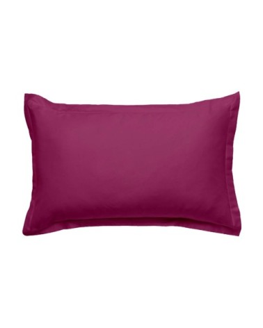Taie d'oreiller en coton 57 fils unie magenta 50x70cm
