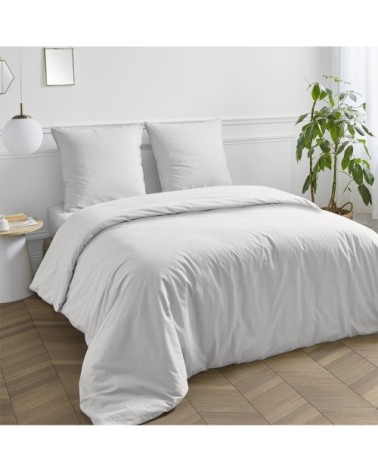 Taie d'oreiller en coton 57 fils unie blanc 64x64cm