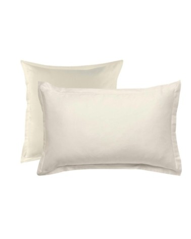 Taie d'oreiller en coton 57 fils unie beige ivoire 50x70cm