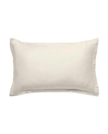 Taie d'oreiller en coton 57 fils unie beige ivoire 50x70cm