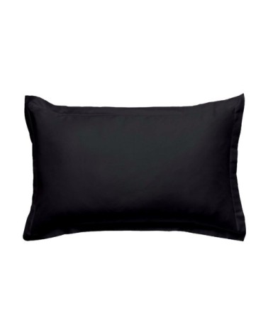 Taie d'oreiller en coton 57 fils unie noir 50x70cm