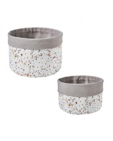 Lot de 2 paniers de rangement polycoton blanc