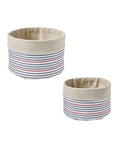 Lot de 2 paniers de rangement polycoton blanc