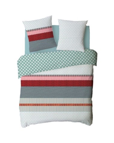 Parure de lit 1 personne en satin 78 fils imprimé vert 140x200cm