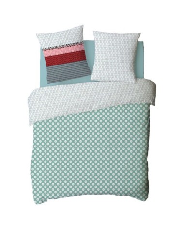 Parure de lit 1 personne en satin 78 fils imprimé vert 140x200cm