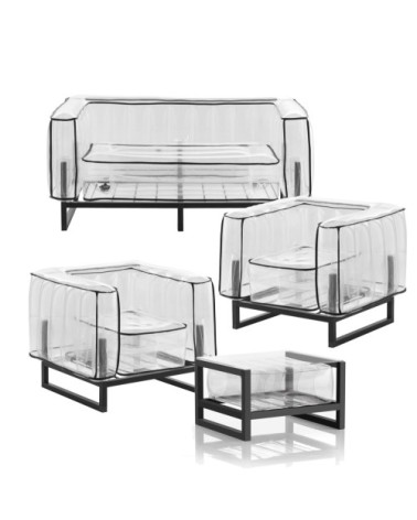 Salon de jardin design et table basse Passepoil noir