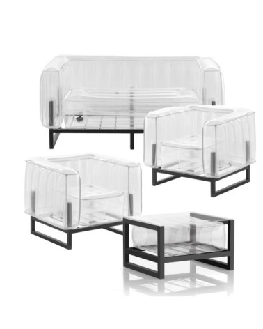 Salon de jardin design et table basse Passepoil blanc