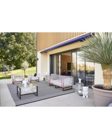 Salon de jardin design et table basse Passepoil rouge