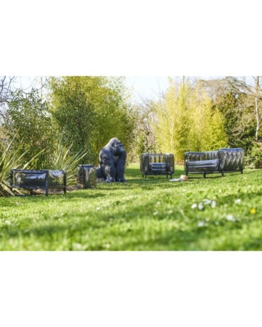 Salon de jardin design 1 canapé, 2 fauteuils et table basse