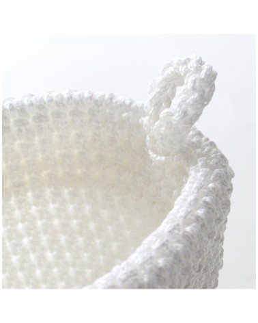 Panier rond maille crochet 12x10cm - Blanc