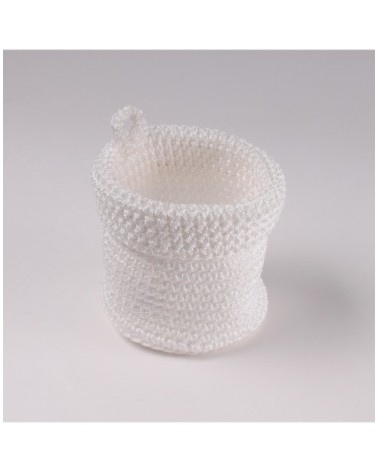 Panier rond maille crochet 12x10cm - Blanc