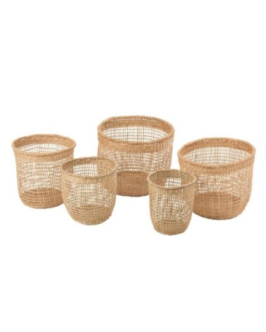 Set de 5 paniers en rotin et bambou