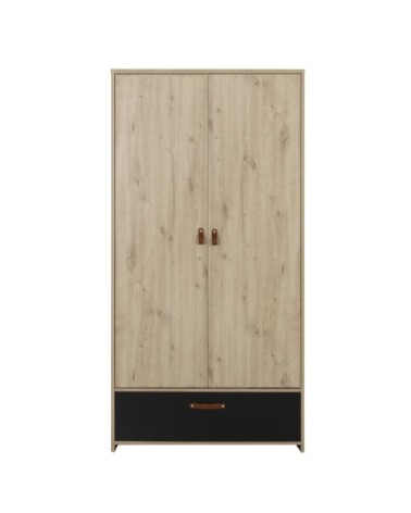 Armoire 2 portes et 1 tiroir style industriel - Marron