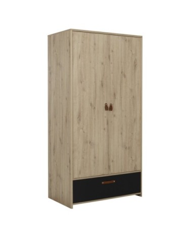 Armoire 2 portes et 1 tiroir style industriel - Marron