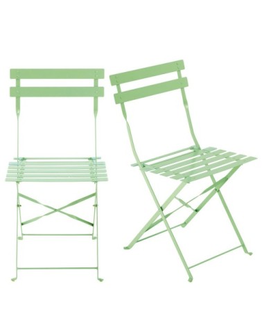 Chaises pliantes de jardin en acier vert d'eau (x2)