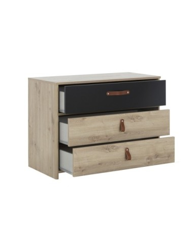 Commode 3 tiroirs style industriel - Marron