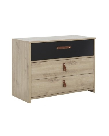 Commode 3 tiroirs style industriel - Marron