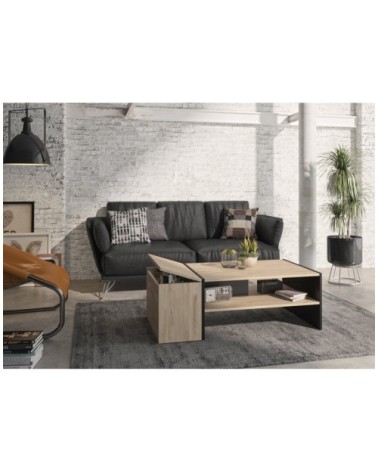 Table basse avec rangement bar L107cm - Marron