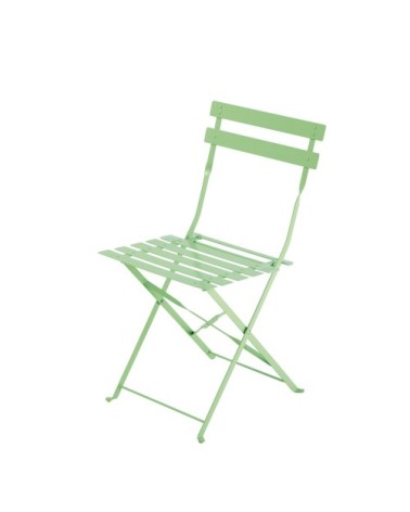 Chaises pliantes de jardin en acier vert d'eau (x2)