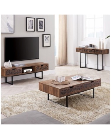 Table basse avec 2 tiroirs L120cm - Marron