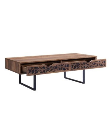 Table basse avec 2 tiroirs L120cm - Marron
