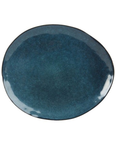 Assiette plate en grès bleu