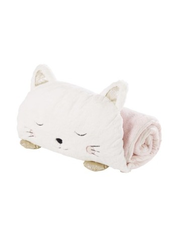 Sac de couchage enfant chat blanc, rose et doré