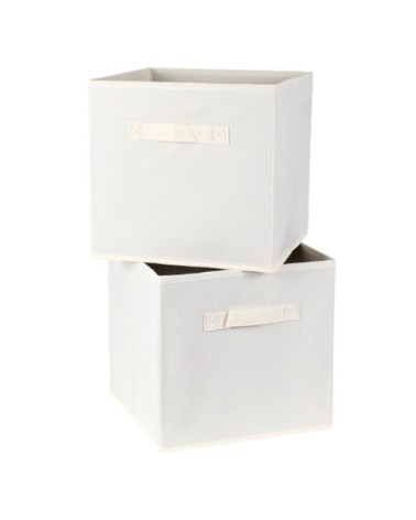 Cube de rangement intissé 28x28cm - Lot de 2 - Écru