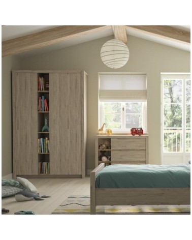 Commode 3 tiroirs avec étagères - Marron