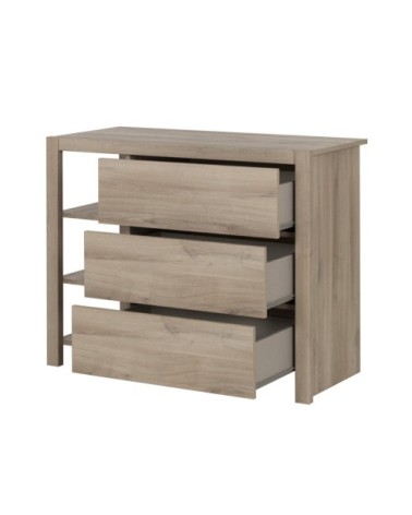 Commode 3 tiroirs avec étagères - Marron