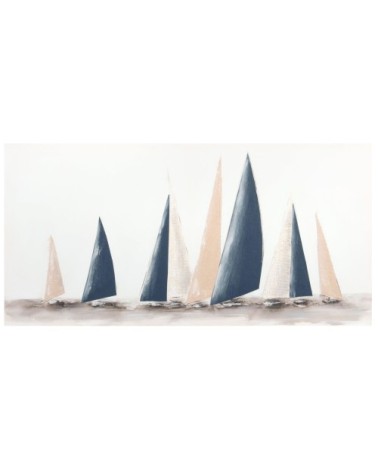 Toile imprimée et peinte bateaux, 90x45 cm