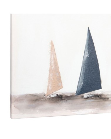 Toile imprimée et peinte bateaux, 90x45 cm