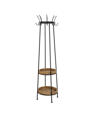 Porte-manteau en acier noir et manguier
