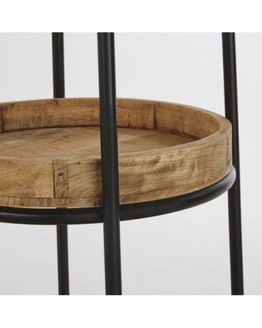 Porte-manteau en acier noir et manguier