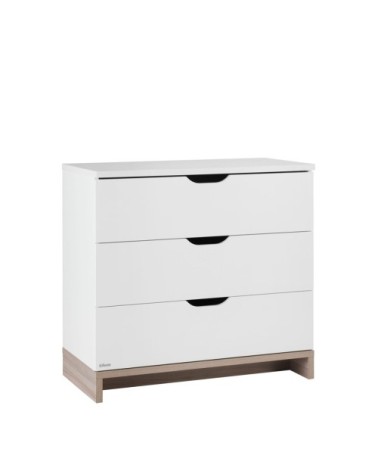 Commode 3 tiroirs blanche et bois Bébé - 95 x H90 cm