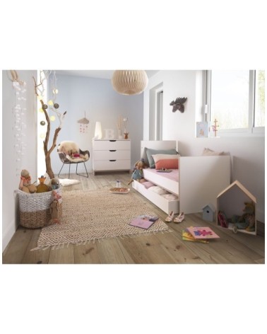 Commode 3 tiroirs blanche et bois Bébé - 95 x H90 cm