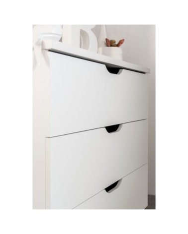 Commode 3 tiroirs blanche et bois Bébé - 95 x H90 cm