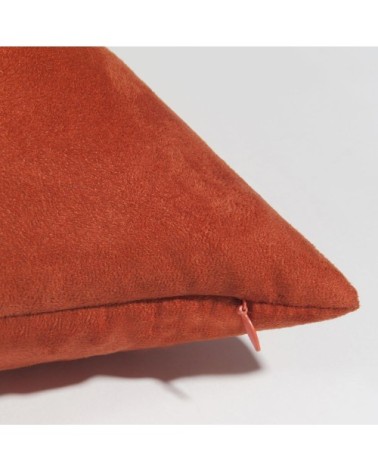 Coussin effet suédine terracotta 40 x 40