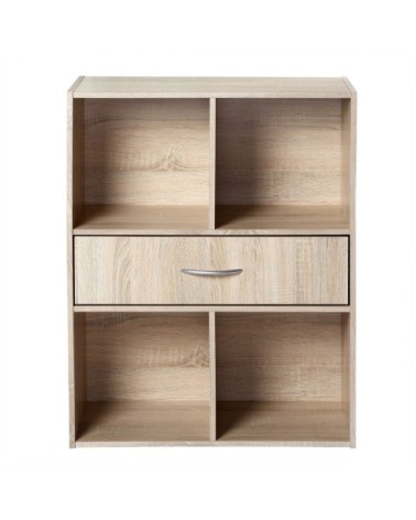 Etagère de rangement 4 casiers avec un tiroir - Marron