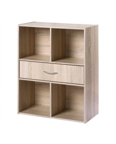 Etagère de rangement 4 casiers avec un tiroir - Marron