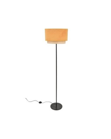 Lampadaire métal velours et raphia H160cm