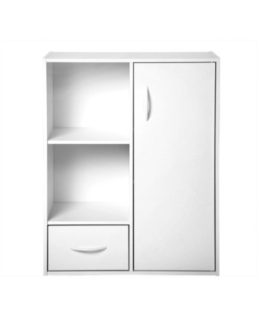 Étagère de rangement 2 cases 1 tiroir 1 porte effet bois - L62 x H80cm