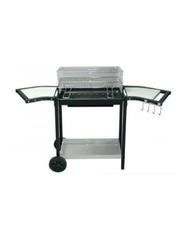 Barbecue double grille et repose-plats sur roulettes