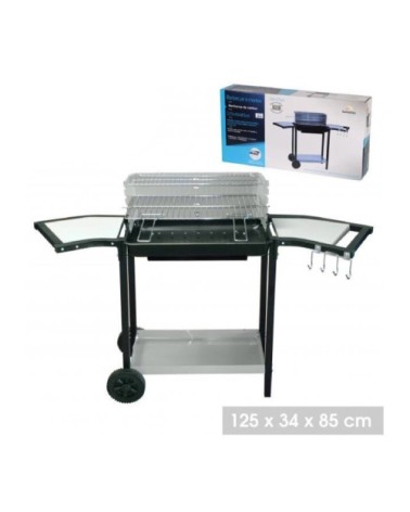 Barbecue double grille et repose-plats sur roulettes